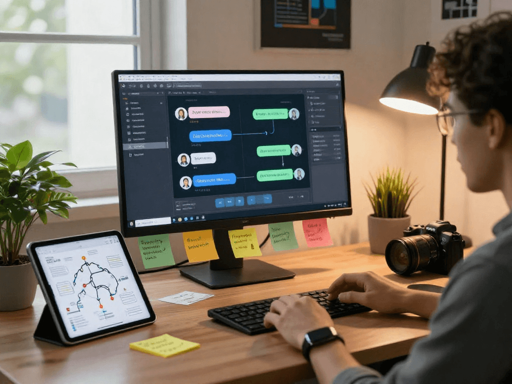 Engaging interaction with a digital AI chatbot showcasing slut ai capabilities in a modern workspace.