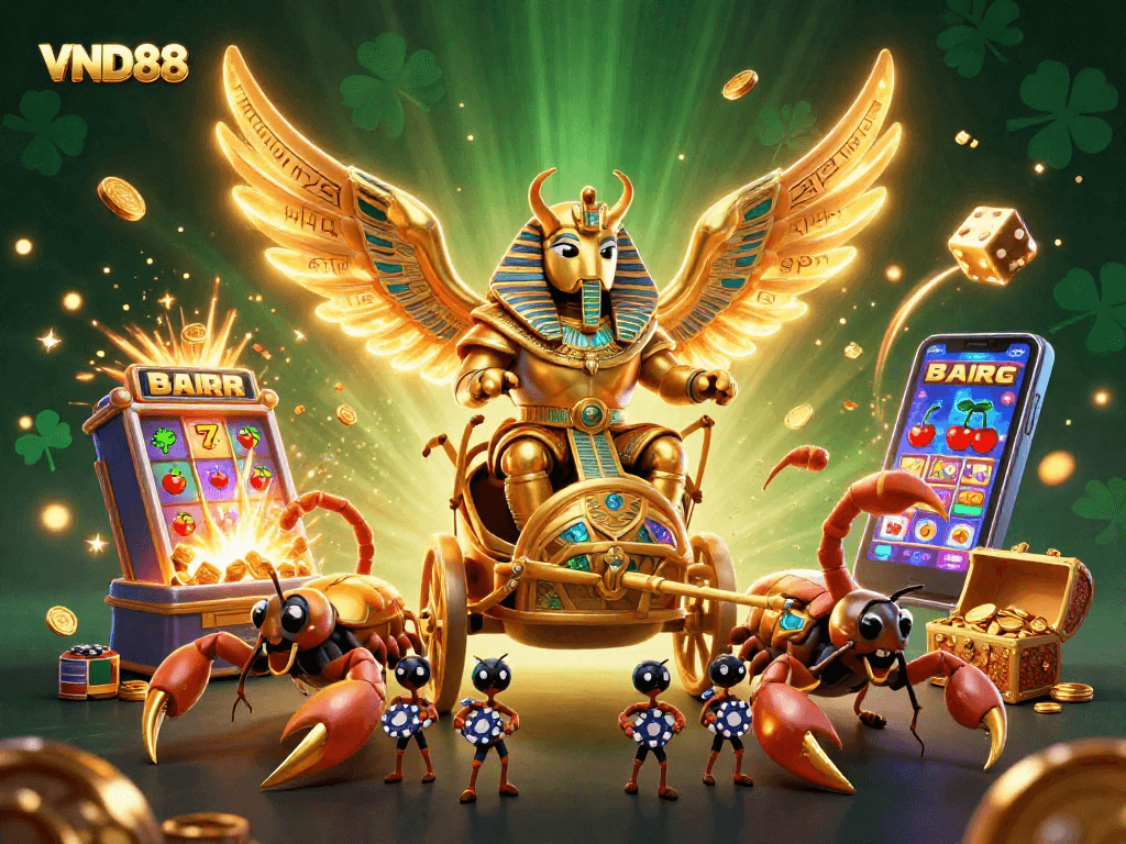 Experience the thrill of VND88 with colossal characters amidst a jackpot explosion.