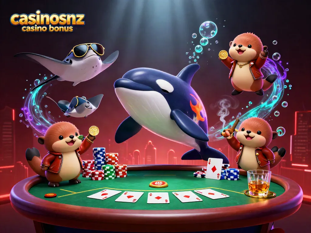 Experience the excitement of casinosnz casino bonus with an exhilarating underwater scene featuring casino elements.