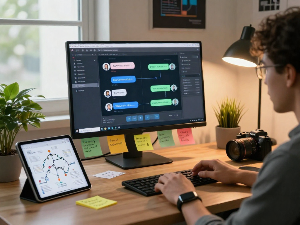 Engaging interaction with a digital AI chatbot showcasing slut ai capabilities in a modern workspace.