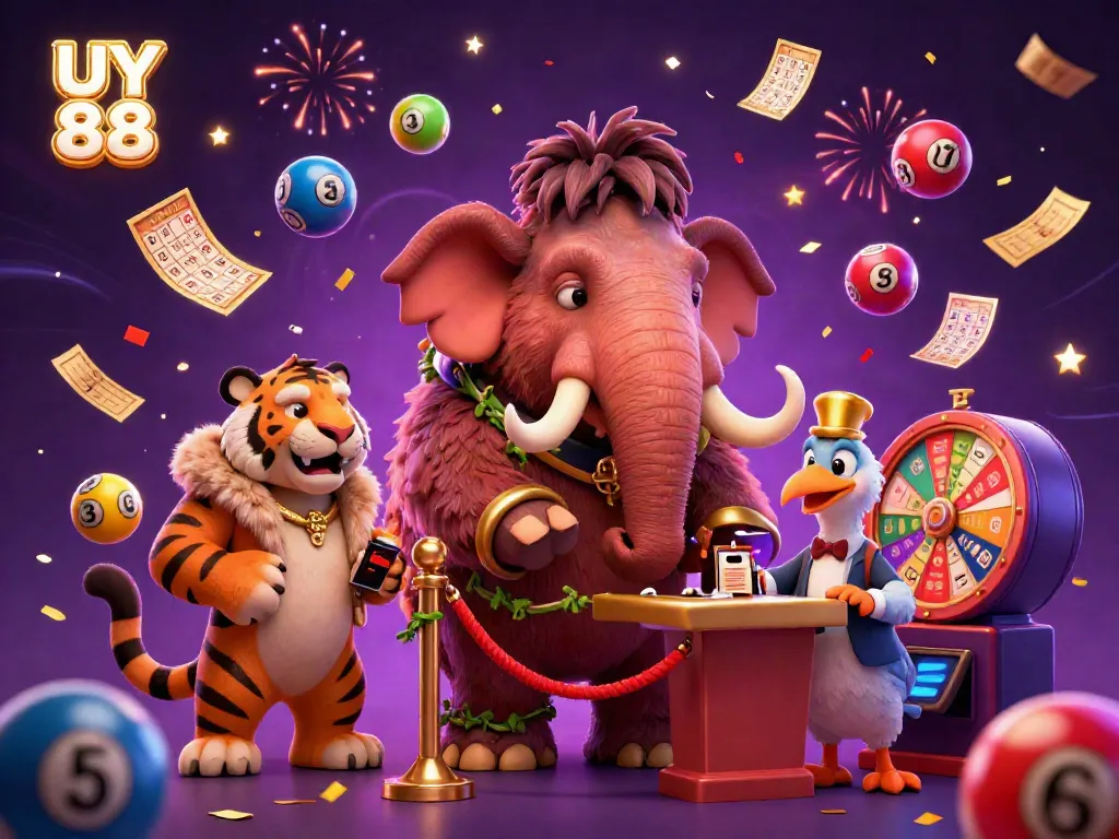 Join the thrilling action at UY 88, where colorful lottery balls and dynamic casino vibes come alive.